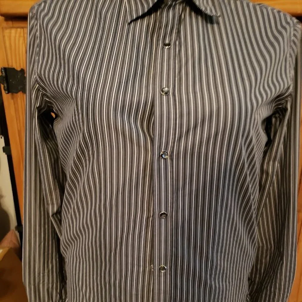 Banana Republic Western Pearl Snap Shirt Mens Medium Slim fit Long Sleeve